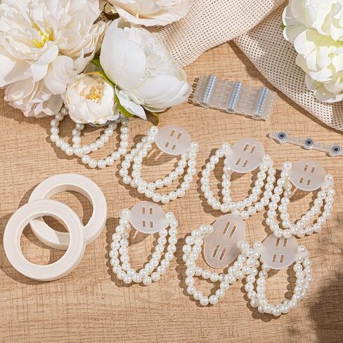 16 Pieces Floral Boutonniere Magnets Corsage Brooches Magnet and Elastic Pearl Wrist Bands Wristlets Corsage Transparent Tape Accessories for Handmade Wedding Prom Bride Boutonnieres in Saudi Arabia