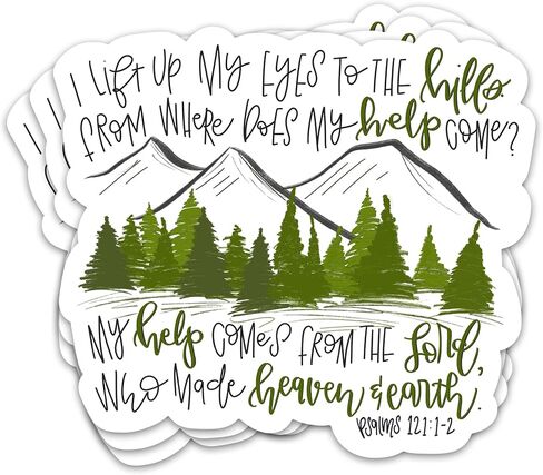 3PCs I Lift Up My Eyes to The Hills Bible Verse Sticker Religious Jesus Christian Sticker Faith-Based God Worship Scripture Waterproof Vinyl Stickers for Water Bottle Journal Laptop 3x2.7 Inches in Saudi Arabia
