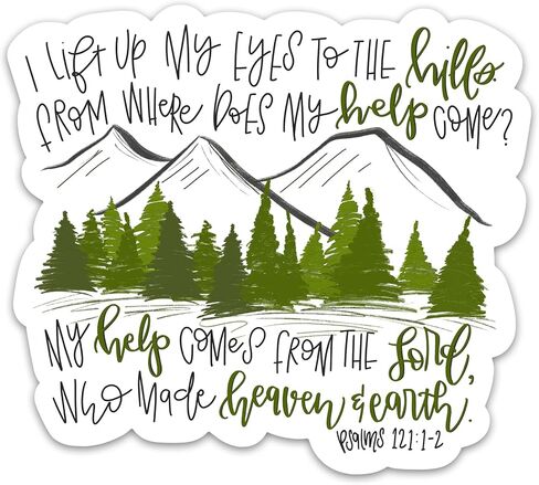 3PCs I Lift Up My Eyes to The Hills Bible Verse Sticker Religious Jesus Christian Sticker Faith-Based God Worship Scripture Waterproof Vinyl Stickers for Water Bottle Journal Laptop 3x2.7 Inches in Saudi Arabia