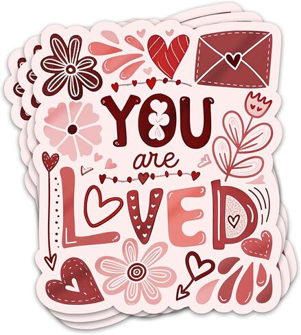 3PCs You are Loved Sticker Floral Heart Motivational Sticker Inspirational Self Love Positive Affirmation Waterproof Vinyl Stickers for Laptop Water Bottle Decals Gifts for Adults Kids Teens 3"x2.6" in Saudi Arabia