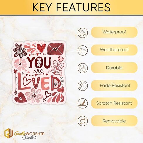 3PCs You are Loved Sticker Floral Heart Motivational Sticker Inspirational Self Love Positive Affirmation Waterproof Vinyl Stickers for Laptop Water Bottle Decals Gifts for Adults Kids Teens 3"x2.6" in Saudi Arabia