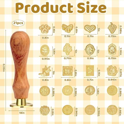 21-Piece Complete Set with Wooden Handles, Wax Seal Stamp Kit, Ideal for Wedding Invitations and Greeting Cards, Professional Sealing Tools for Crafting and Gift Wrapping in Kuwait
