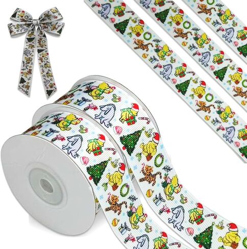 Winnie Ribbon 10 Yards Bear Ribbon for Baby Shower Birthday Decorations, Classic Grosgrain Ribbon (1 Roll - 0.9 Inch Wide, Winnie and Friends) in Saudi Arabia