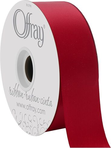Berwick Offray 284933 1.5" Wide Double Face Satin Ribbon, Red, 3 Yds in Kuwait