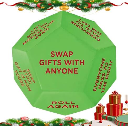 Santa Swap Gift Exchange Dice - 2026 Edition, 12 Unique Sides for Endless Holiday Fun, Oversized 3x3x3in High-Density Food-Grade PU, Perfect for Family Gatherings and Office Parties(Green A) in Saudi Arabia