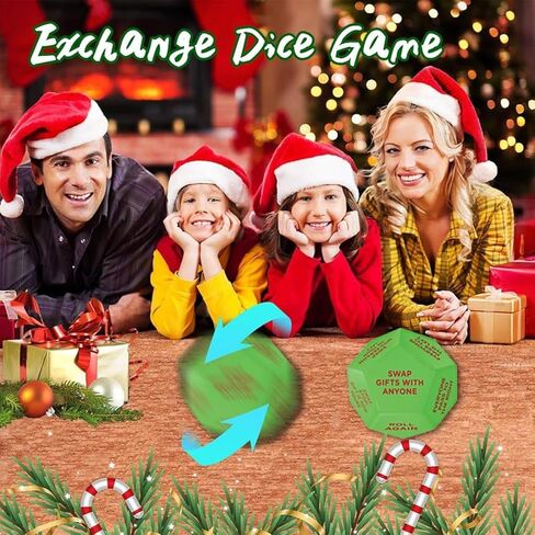 Santa Swap Gift Exchange Dice - 2026 Edition, 12 Unique Sides for Endless Holiday Fun, Oversized 3x3x3in High-Density Food-Grade PU, Perfect for Family Gatherings and Office Parties(Green A) in Saudi Arabia