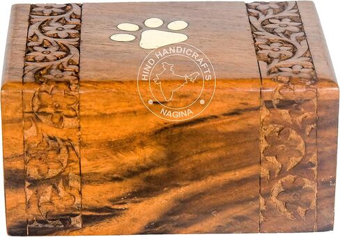 Brass Paw Inlaid Rosewood Pet Urn for Dogs Cats Memorial Keepsake Urns for Ashes, Photo Wooden Box Cremation Urn (Small : 6" x 4" x 3" - 45lbs or 20kg, One Paw) in Saudi Arabia