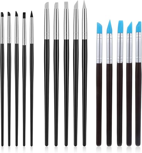 15 Pack Silicone Paint Brushes for Crafts, Rubber Tip Silicone Brushes for Resin Clay Sculpting Tools Modeling Dotting Tool Pottery Craft Use for DIY Handicraft, Head Rubber Paint Pens, 5 Shapes Head in Saudi Arabia