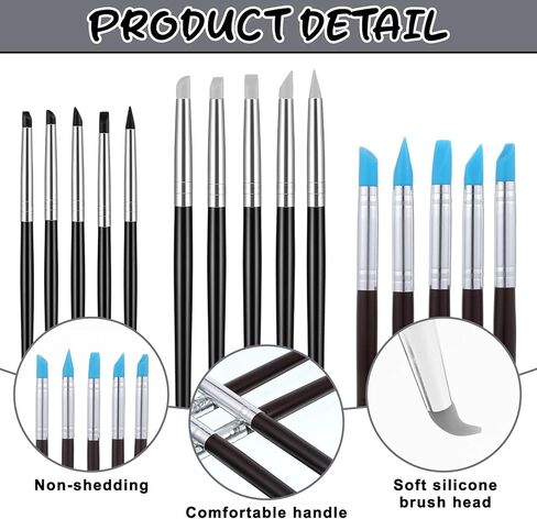 15 Pack Silicone Paint Brushes for Crafts, Rubber Tip Silicone Brushes for Resin Clay Sculpting Tools Modeling Dotting Tool Pottery Craft Use for DIY Handicraft, Head Rubber Paint Pens, 5 Shapes Head in Saudi Arabia