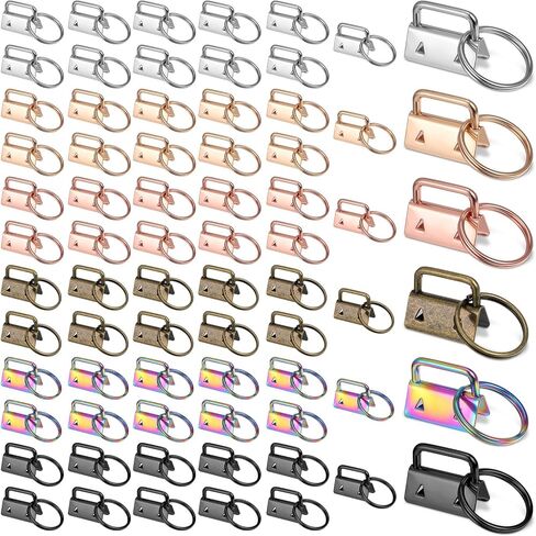 SHENLIU 72 Pcs Key Fob Hardware Set, 1 Inch 6 Colors Keyfob Hardware with Key Ring Kit, Keychain Hardwares for Wristlet, Bags, Lanyard & Keychain Making Supplies in Saudi Arabia