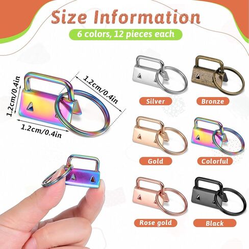 SHENLIU 72 Pcs Key Fob Hardware Set, 1 Inch 6 Colors Keyfob Hardware with Key Ring Kit, Keychain Hardwares for Wristlet, Bags, Lanyard & Keychain Making Supplies in Saudi Arabia