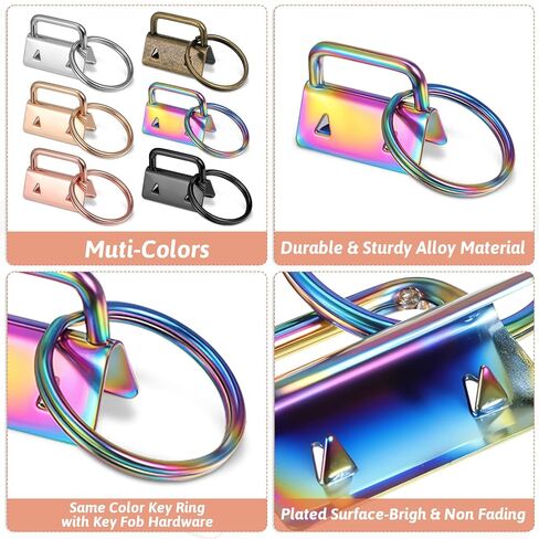 SHENLIU 72 Pcs Key Fob Hardware Set, 1 Inch 6 Colors Keyfob Hardware with Key Ring Kit, Keychain Hardwares for Wristlet, Bags, Lanyard & Keychain Making Supplies in Saudi Arabia
