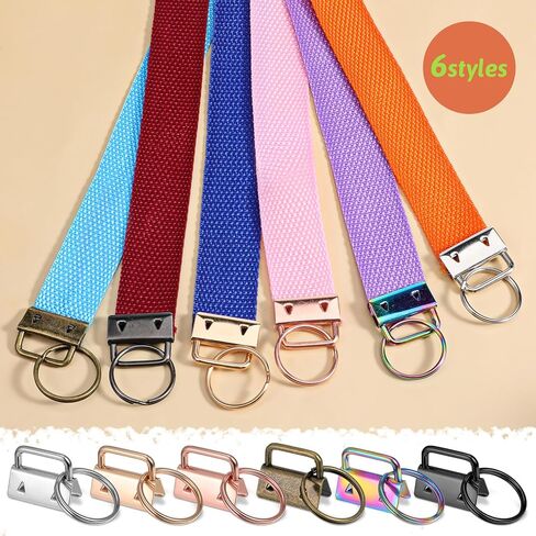 SHENLIU 72 Pcs Key Fob Hardware Set, 1 Inch 6 Colors Keyfob Hardware with Key Ring Kit, Keychain Hardwares for Wristlet, Bags, Lanyard & Keychain Making Supplies in Saudi Arabia