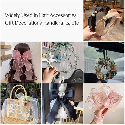 19.68 Yards 60mm Wide Sheer Organza Ribbon 2.36 inches Polyester Chiffon Ribbon with Wired Edge for Present Wrapping Hair Bows Wreaths Christmas Tree Crafts Wedding Invitations Beige Color in Saudi Arabia