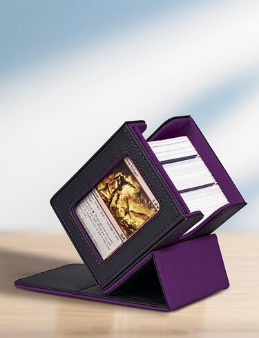 MTG Commander Deck Box with Commander Display Window, Leather Magnetic Design, Holds 100 + Double-Sleeved Cards, Compatible with TCG/PTCG/CCG and Sport Decks (Black&Green) in Saudi Arabia