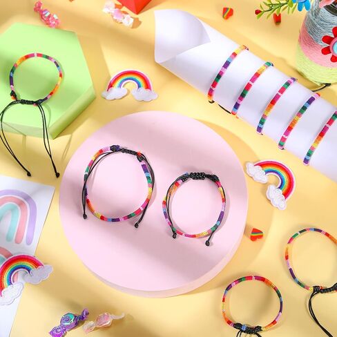 Cunno 100 Pcs LGBT Pride Month Bracelet for Men and Women, Weave Rainbow LGBTQ Braided Rope Friendship Bracelet Adjustable Bisexual Bracelet Handmade Woven Festival Accessories for Gay Lesbian in Saudi Arabia