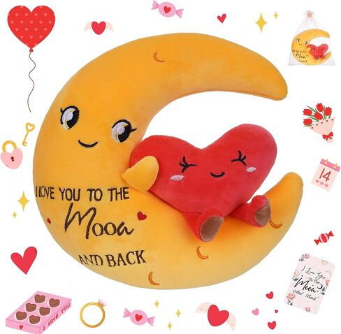 Valentine’s Day Gifts Stuffed Animal - Moon Love Plush for Daughter I Love You to The Moon and Back Gifts for Wife Sister Couple Best Friend Proposal Gift, 10 inch in Kuwait