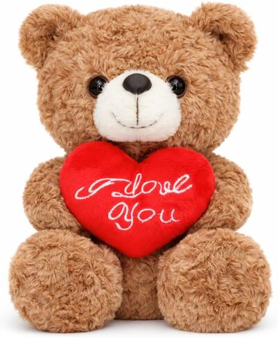 لعبة تيدي بير القطيفة - تعانق وردة حمراء أو قلب، دمية دب رومانسية قطيفة، عيد الحب، عيد الميلاد، هدية للفتيات (وردة الدب البني) in Kuwait
