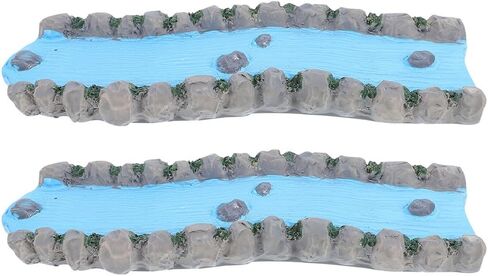 2pcs Mini River Stream, Resin Curved Mini Stream for Dollhouse Model Train Scenery Sand Table Landscape Miniature Garden Accessories in Saudi Arabia