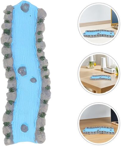 2pcs Mini River Stream, Resin Curved Mini Stream for Dollhouse Model Train Scenery Sand Table Landscape Miniature Garden Accessories in Saudi Arabia