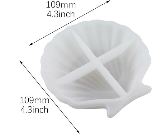 RLECS 109x109x22.5mm White Shell Epoxy Silicone Resin Mold Marine Shell Tray Suitable for Jewelry Storage Dessert Decoration Holiday Gift Customization in Saudi Arabia