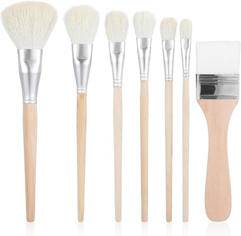 Jeffdad 7 PCS Mop Brush for Acrylic Painting, Versatile Blending Mop Brushes Paint Brushes Set with Wooden Handle for Acrylic Painting Watercolor Oil Painting Face Body Art in Saudi Arabia
