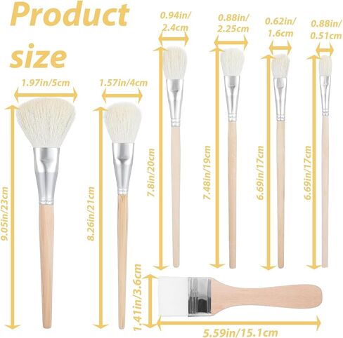 Jeffdad 7 PCS Mop Brush for Acrylic Painting, Versatile Blending Mop Brushes Paint Brushes Set with Wooden Handle for Acrylic Painting Watercolor Oil Painting Face Body Art in Saudi Arabia