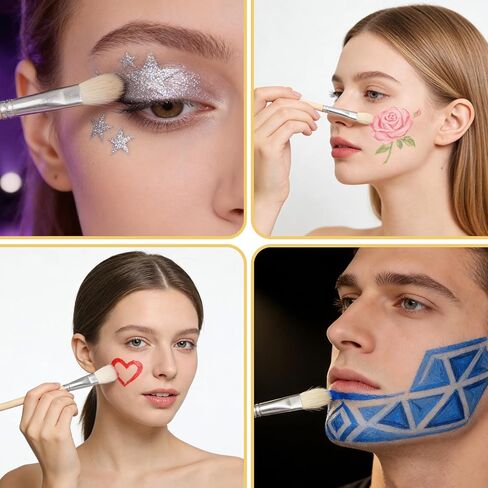 Jeffdad 7 PCS Mop Brush for Acrylic Painting, Versatile Blending Mop Brushes Paint Brushes Set with Wooden Handle for Acrylic Painting Watercolor Oil Painting Face Body Art in Saudi Arabia