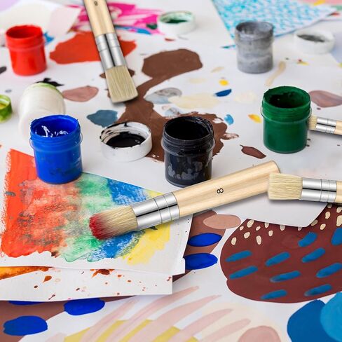 3PCS Wooden Stencil Brush for Acrylic Paint, Natural Bristle Stencil Brushes Wooden Handle Painting Stencils Brush for Acrylic Watercolor Oil Painting Project DIY Crafts, 3 Sizes in Saudi Arabia