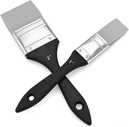 Silicone Brush, Silicone Color Shaper Brush,Solid Flat Flexible Acrylic and Water Based Painting Tool for Move and Remove Acrylic Paints, 2 Pcs (1 inch,2 inch) in Kuwait