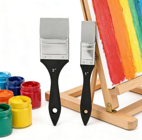 Silicone Brush, Silicone Color Shaper Brush,Solid Flat Flexible Acrylic and Water Based Painting Tool for Move and Remove Acrylic Paints, 2 Pcs (1 inch,2 inch) in Kuwait