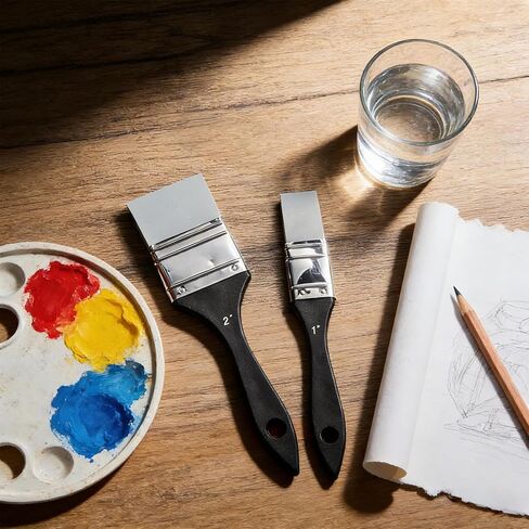 Silicone Brush, Silicone Color Shaper Brush,Solid Flat Flexible Acrylic and Water Based Painting Tool for Move and Remove Acrylic Paints, 2 Pcs (1 inch,2 inch) in Kuwait