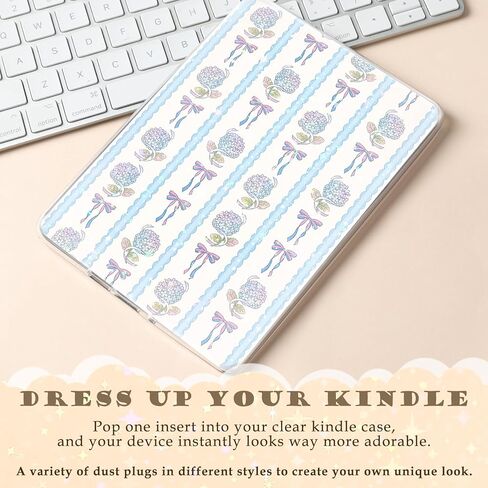 أدخل البطاقات لحافظة شفافة - 12 قطعة من ملصق الجلد الخلفي الأزرق المتوافق مع Kindle Paperwhite الجيل الحادي عشر والثاني عشر مقاس 6.8 بوصة ملحقات بطاقة الأزهار لهدايا قارئ الكتب الإلكترونية للقارئ in Kuwait
