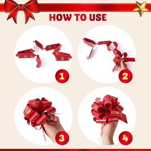 JOYIN 12 PCS Christmas Pull Bows, 5" Wide Wrapping Bows for Christmas Decoration Present, Wrapping Gift, Baskets, Wine Bottles Decoration, Xmas Gift Tags and Decoration Present in Saudi Arabia