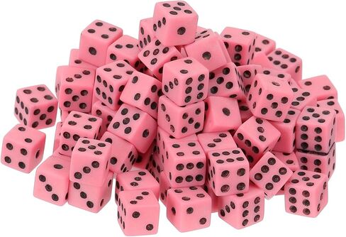 uxcell 400Pcs Mini Dice, 8mm/0.31" Acrylic Tiny Six Side Game Dot Square Dice Bulk for Table Board Game Party Activities, Pink/Black in Saudi Arabia
