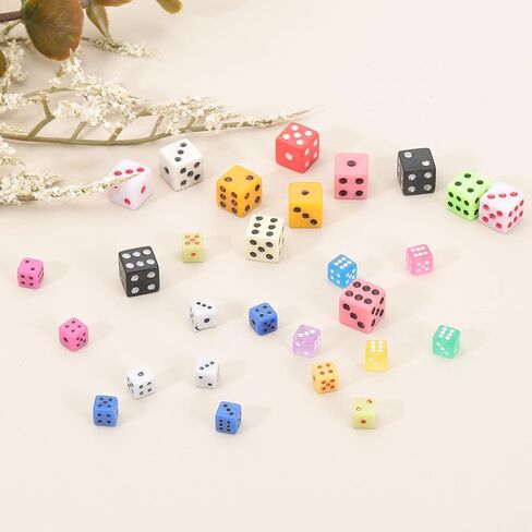 uxcell 400Pcs Mini Dice, 8mm/0.31" Acrylic Tiny Six Side Game Dot Square Dice Bulk for Table Board Game Party Activities, Pink/Black in Saudi Arabia
