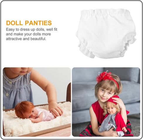 20Pcs White Doll Briefs Adorable Cloth Doll Underwear Toy for Diy Accessories Mini Cute Baby Diapers Reusable in Saudi Arabia
