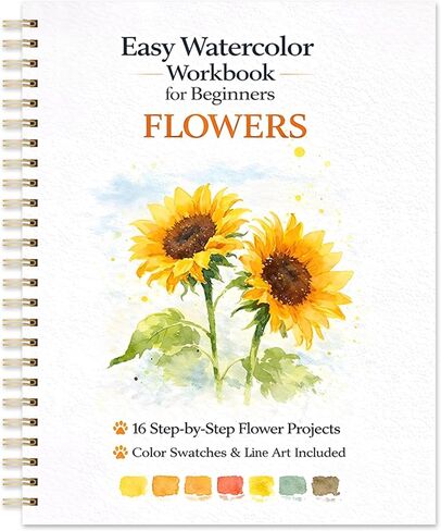 Easy Watercolor Workbook for Beginners – Animals, 16 Original Watercolor Paintings, 9.45 × 7.48 inches Lay-Flat Watercolor Paper Book, Watercolor Workbook for Adults, Great Art Gift in Saudi Arabia