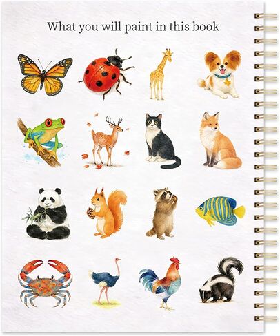 Easy Watercolor Workbook for Beginners – Animals, 16 Original Watercolor Paintings, 9.45 × 7.48 inches Lay-Flat Watercolor Paper Book, Watercolor Workbook for Adults, Great Art Gift in Saudi Arabia