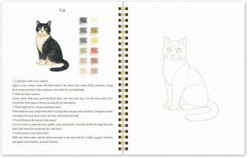 Easy Watercolor Workbook for Beginners – Animals, 16 Original Watercolor Paintings, 9.45 × 7.48 inches Lay-Flat Watercolor Paper Book, Watercolor Workbook for Adults, Great Art Gift in Saudi Arabia