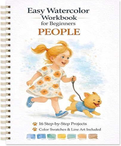 Easy Watercolor Workbook for Beginners – Animals, 16 Original Watercolor Paintings, 9.45 × 7.48 inches Lay-Flat Watercolor Paper Book, Watercolor Workbook for Adults, Great Art Gift in Saudi Arabia