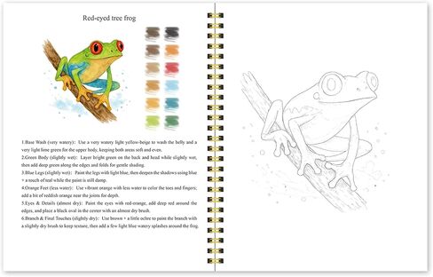 Easy Watercolor Workbook for Beginners – Animals, 16 Original Watercolor Paintings, 9.45 × 7.48 inches Lay-Flat Watercolor Paper Book, Watercolor Workbook for Adults, Great Art Gift in Saudi Arabia