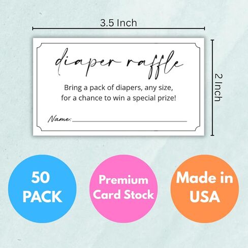 LEES A.M. Diaper Raffle Tickets | 3.5x2 Inch | Diaper Raffle Cards | Baby Shower Game | Set of 50 in Kuwait