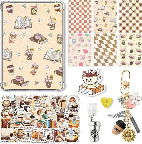 K1tpde Fantasy Inserts Cardstock for E-Reader - 61Pcs Cool Charms Set with Dust Plug Charm Type C, Keychain with Hook, Dinosaur Grip Holder and 50Pcs Stickers for for Clear Case Insert, E-Reader Gifts in Saudi Arabia