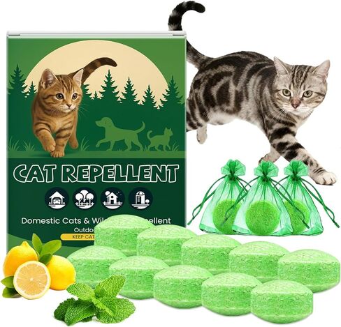 رادع القطط في الهواء الطلق، 10 عبوات من زيت النعناع الطبيعي العطري كرات ردع القطط والكلاب في الهواء الطلق في الداخل، تبقي القطط خارج الفناء ونباتات الحديقة وأثاث الحديقة والقمامة المضادة للخدش للقطط، تبقي القطط بعيدًا in Kuwait