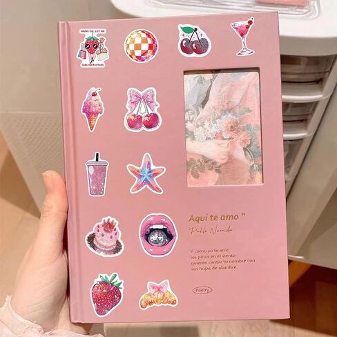 50 PCS Holographic Aesthetic Stickers,Pink Cute Stickers for Scrapbooking Journaling Water Bottles,Waterproof Vinyl Coquette Art Decals for Bullet Journals Junk Journal Planner DIY Crafts Party Favors in Saudi Arabia