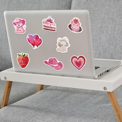 50 PCS Holographic Aesthetic Stickers,Pink Cute Stickers for Scrapbooking Journaling Water Bottles,Waterproof Vinyl Coquette Art Decals for Bullet Journals Junk Journal Planner DIY Crafts Party Favors in Saudi Arabia