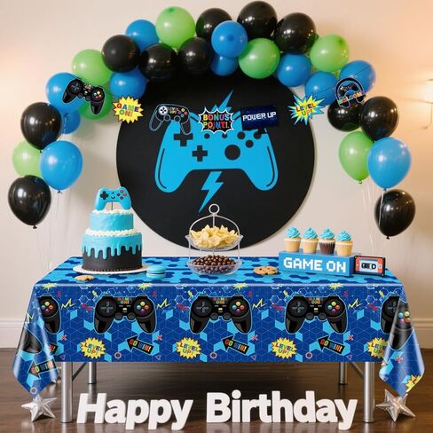 4 Pieces Video Game Theme Party Decors Include Gaming Tablecloths Elements Pennant Banners Decors for Video Game Themed Party, Boys' Birthday in Saudi Arabia
