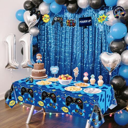 4 Pieces Video Game Theme Party Decors Include Gaming Tablecloths Elements Pennant Banners Decors for Video Game Themed Party, Boys' Birthday in Saudi Arabia
