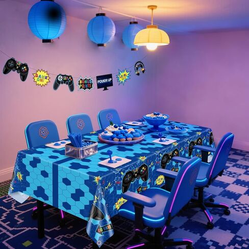 4 Pieces Video Game Theme Party Decors Include Gaming Tablecloths Elements Pennant Banners Decors for Video Game Themed Party, Boys' Birthday in Saudi Arabia